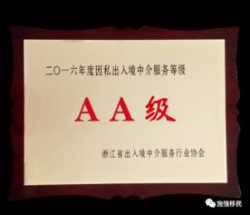 熱烈祝賀施強榮獲2016年度浙江省AA級因私出入境中介機構資質